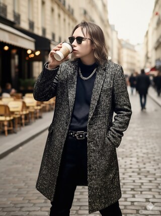 LITHIUM HOMMEのチェスターコートを使った人気ファッション