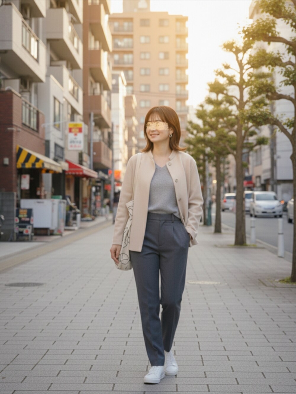 ブラック系のスウェット、グリーン系のその他パンツを着用したレディースの冬コーディネートの2枚目の写真