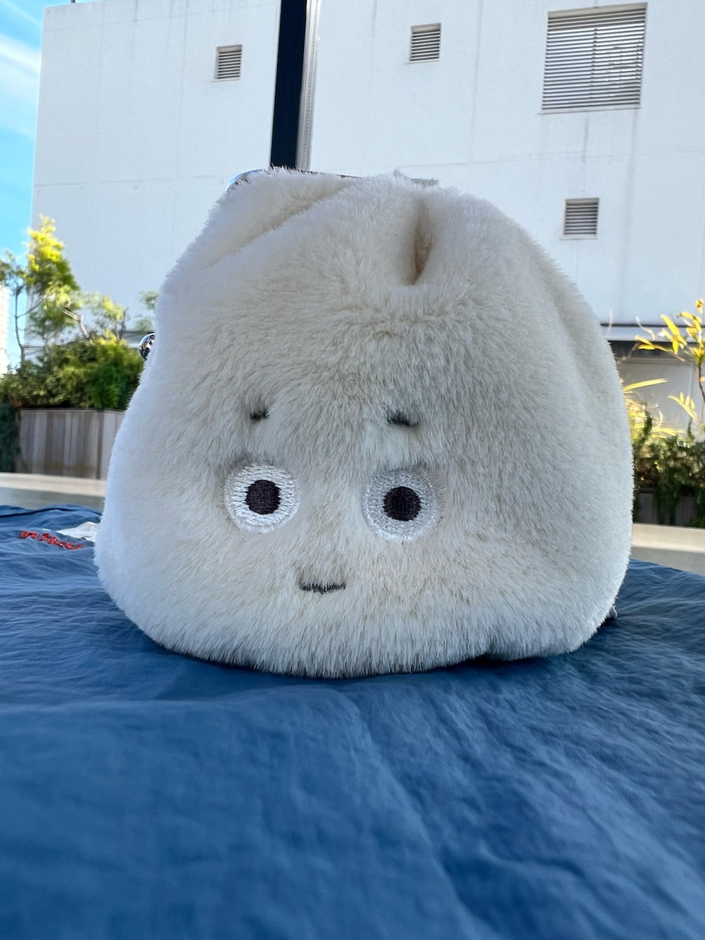 ブルー系のエコバッグ/サブバッグを着用したレディースの秋コーディネートの2枚目の写真