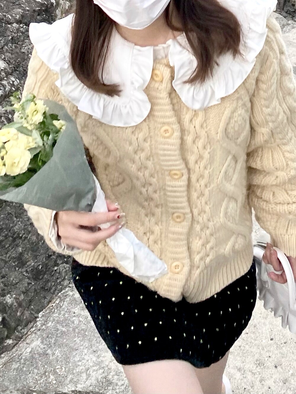 「休日スタイル、秋コーデ、フレンチガーリー」｜「groveのアイテム（ニット/セーター、ベージュ系）」を使った、adazhkkeさん（レディース・160cm）の秋コーディネートの2枚目の写真