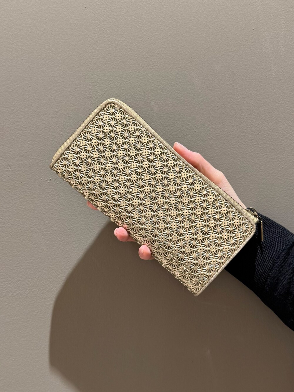 シルバー系の財布、ゴールド系の財布を着用したレディースの春コーディネートの5枚目の写真