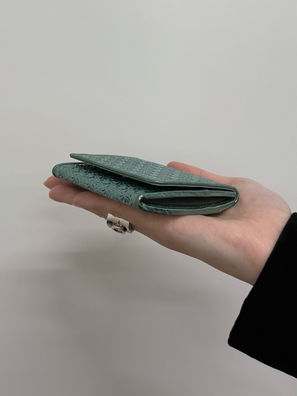 グリーン系の財布、グリーン系の財布を着用したレディースの秋コーディネートの5枚目の写真