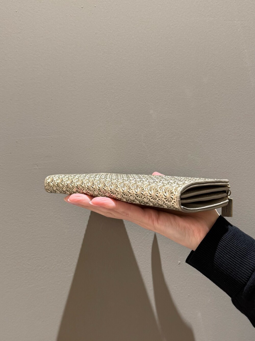 シルバー系の財布、ゴールド系の財布を着用したレディースの春コーディネートの6枚目の写真