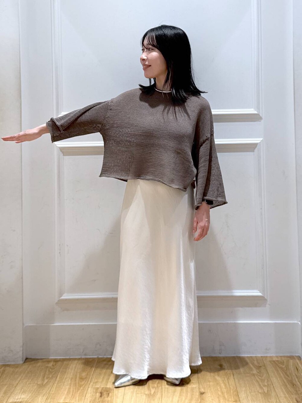 「ナチュラル、低身長、ベーシック/シンプル」｜「A part byのネックカフ（ネックレス、シルバー系）」を使った、moriさん（レディース・148cm）の夏コーディネートの2枚目の写真