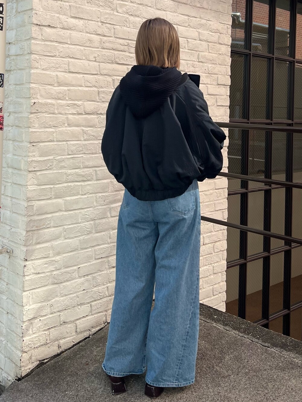 「PUBLIC TOKYOのフロントジップバラクラバ（ネックウォーマー/スヌード、ブラック系）」を使った、福田優花さん（レディース・163cm）の秋コーディネートの2枚目の写真