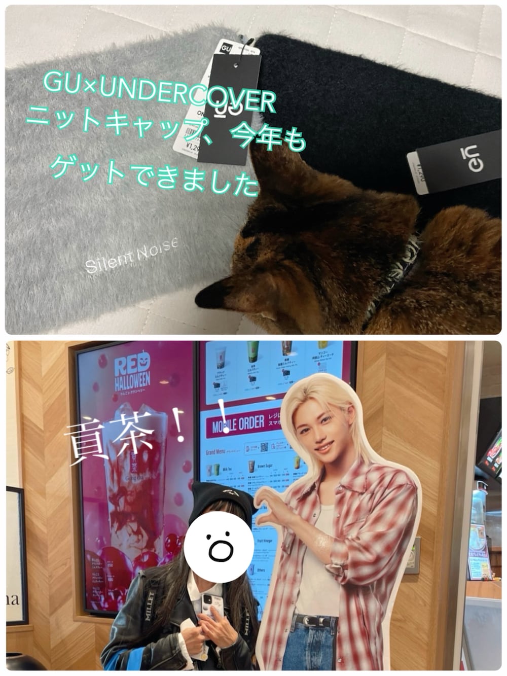 ブラック系のワンピース、ホワイト系のシャツ/ブラウス、ブラック系のライダースジャケットを着用したレディースの秋コーディネートの2枚目の写真