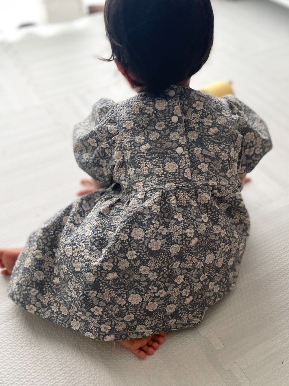 「キッズファッション、０歳、1歳、80cm、90cm、おんなのこ」｜「Handmadeのアイテム（チュニック、ブルー系）」を使った、MON ANGEさん（キッズ・80cm）の秋コーディネートの3枚目の写真