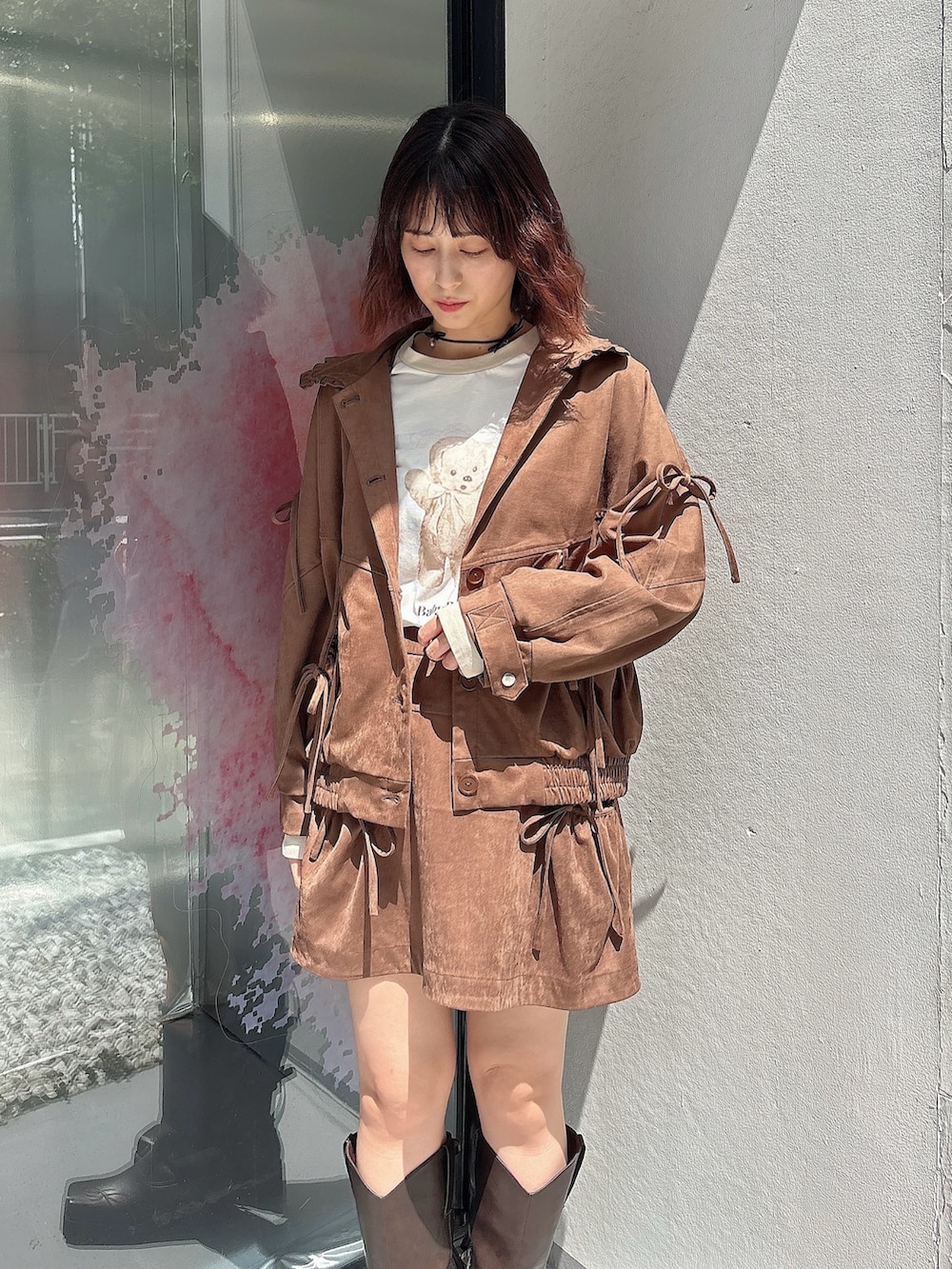 nanakaさんの「ギャザーリボンフレアミニスカート（merry jenny）」を使ったコーディネートの3枚目の写真