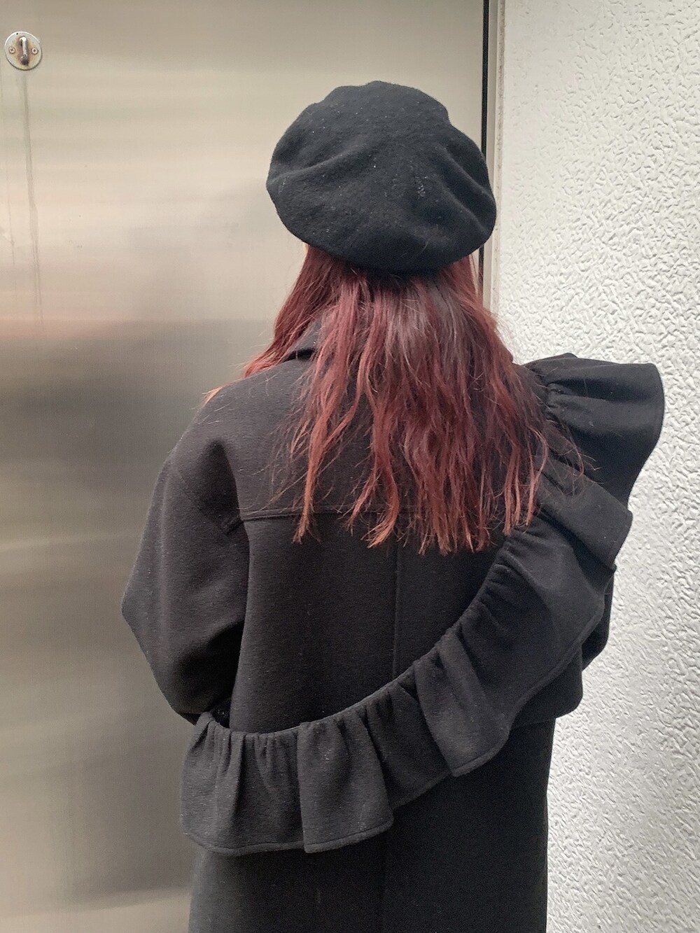 「merry jennyのsome collar coat（その他アウター、ブラック系）」を使った、nanakaさん（レディース・163cm）の秋コーディネートの3枚目の写真