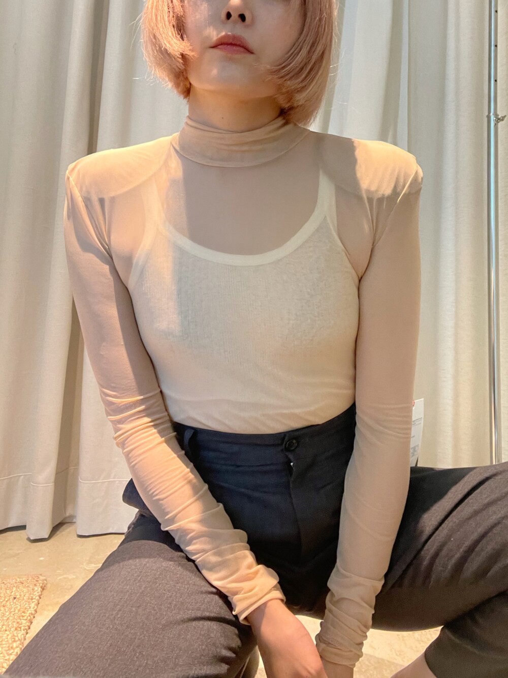 「MAISON SPECIALのアイテム（その他トップス、ベージュ系）」を使った、Momoさん（レディース・160cm）の夏コーディネートの2枚目の写真