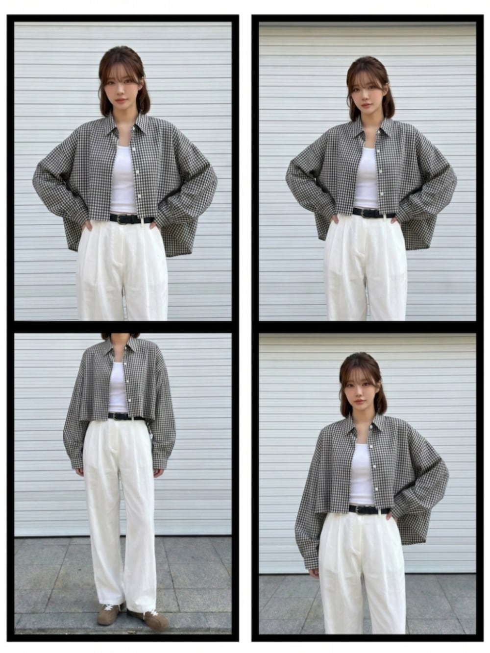 グレー系のジャケット/アウター、ホワイト系のパンツを着用したレディースの夏コーディネートの3枚目の写真