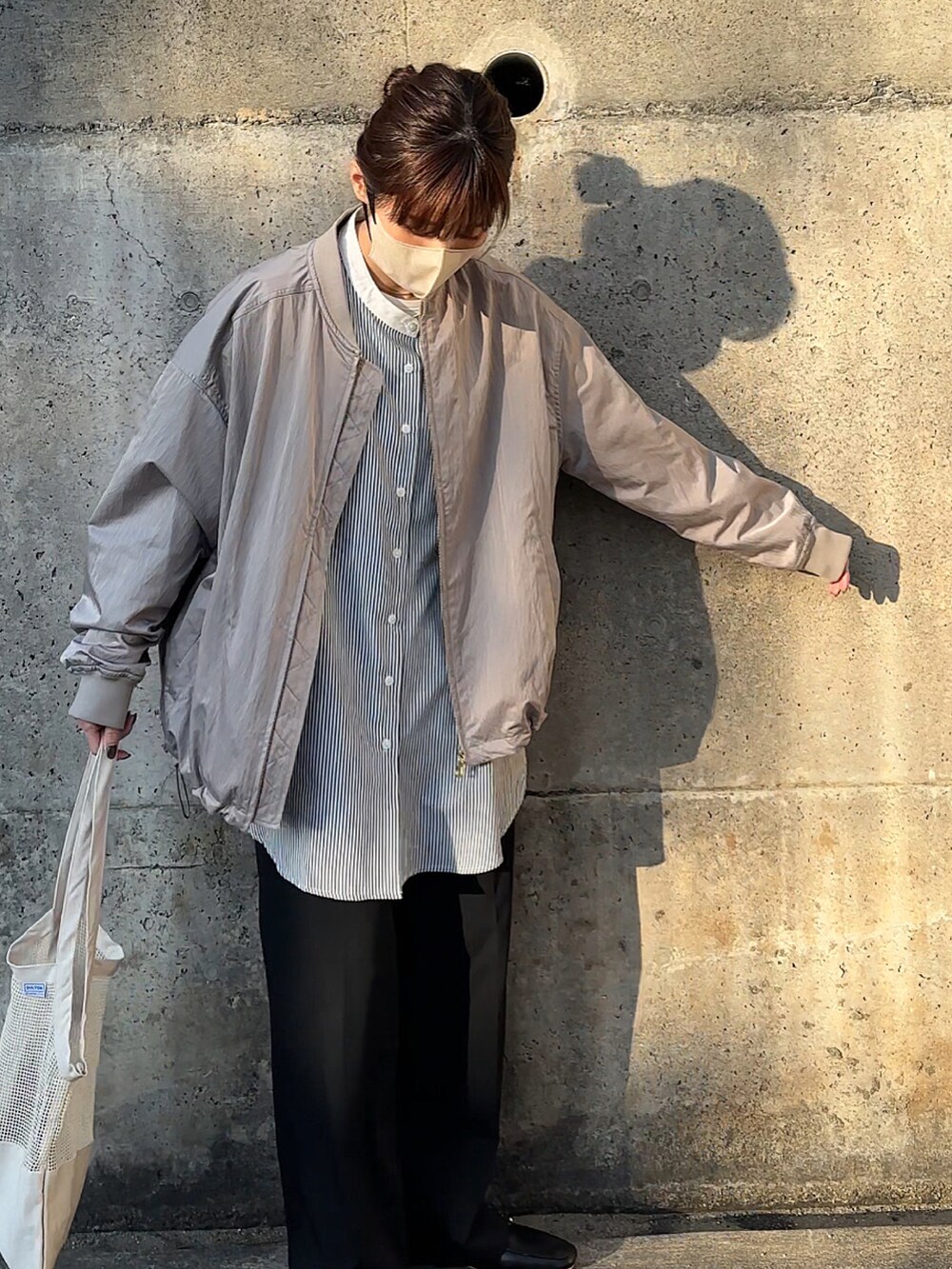 「ほめられ本命コーデ、大人カジュアル、PR、ROSSO、153cm、低身長、yunco_de」｜「URBAN RESEARCH ROSSO WOMENのコクーンMA-1ブルゾン（ブルゾン、ベージュ系）」を使った、yunさん（レディース・153cm）の冬コーディネートの3枚目の写真