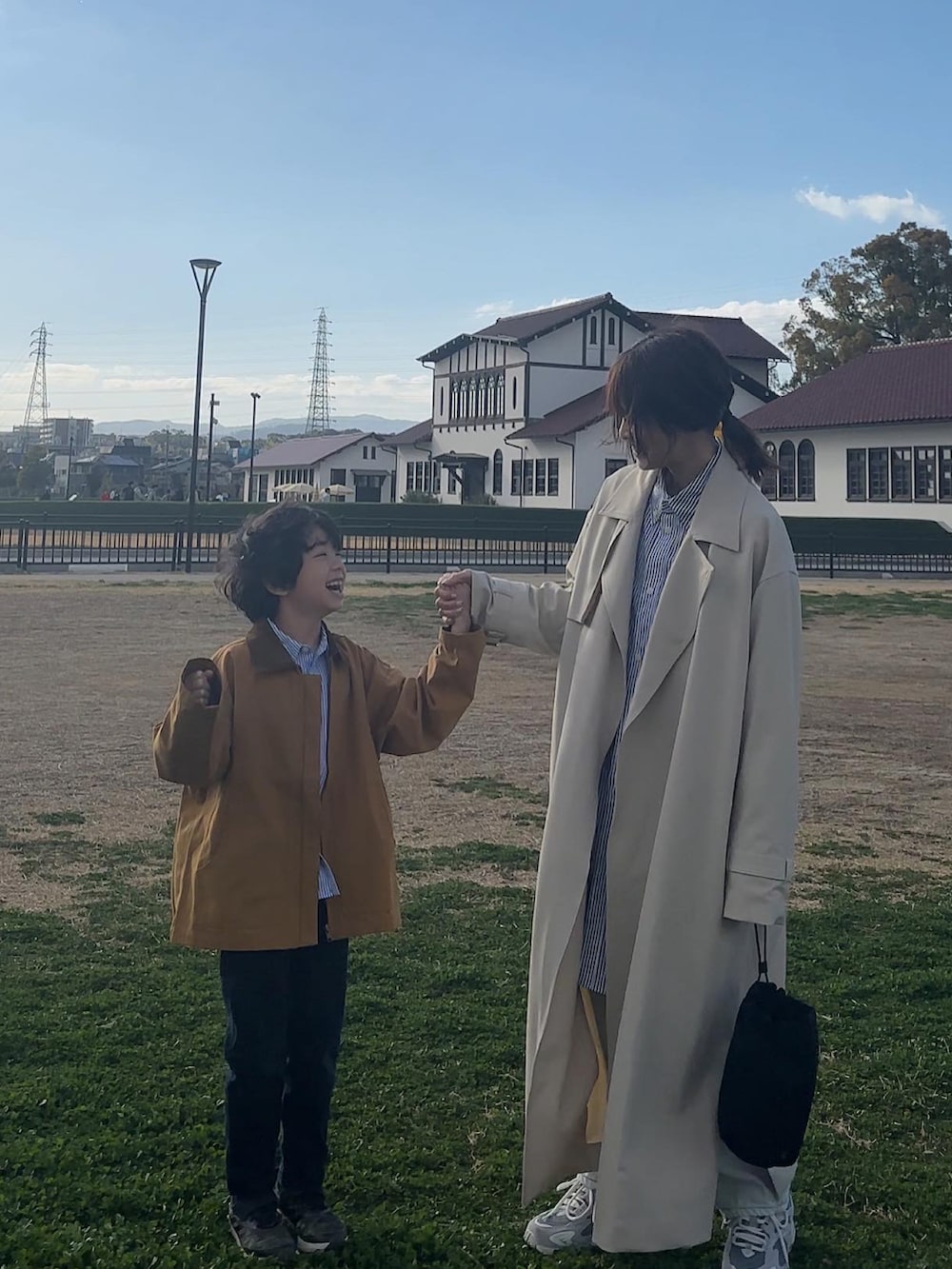 「春コーデ、春、153cm、おやこーで。、親子コーデ、くーちゃん、kucode、yunco_de、153」｜「CLANEのCLANE/クラネ/HUGE SHIRT（シャツ/ブラウス、その他）」を使った、yunさん（レディース・153cm）の春コーディネートの4枚目の写真