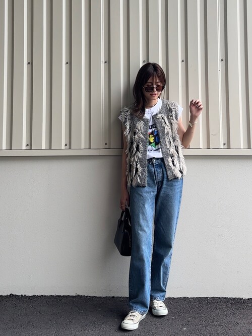 6(ROKU)＞フリンジジャカード ベストを使った人気ファッション