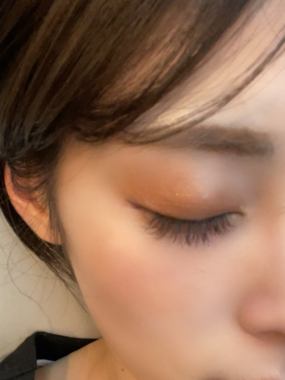 「今日のコスメと服、春カラー、ストライプ、大人女子、ゆみーつ、yunco_de、meets、フェイクレザージャケット」｜「meetsのアイテム（ジャケット/アウター、ブラック系）」を使った、yunさん（レディース・153cm）の冬コーディネートの5枚目の写真