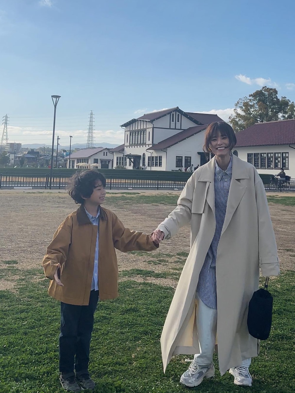 「春コーデ、春、153cm、おやこーで。、親子コーデ、くーちゃん、kucode、yunco_de、153」｜「CLANEのCLANE/クラネ/HUGE SHIRT（シャツ/ブラウス、その他）」を使った、yunさん（レディース・153cm）の春コーディネートの3枚目の写真