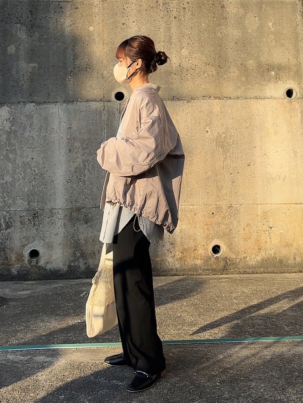 「ほめられ本命コーデ、大人カジュアル、PR、ROSSO、153cm、低身長、yunco_de」｜「URBAN RESEARCH ROSSO WOMENのコクーンMA-1ブルゾン（ブルゾン、ベージュ系）」を使った、yunさん（レディース・153cm）の冬コーディネートの4枚目の写真