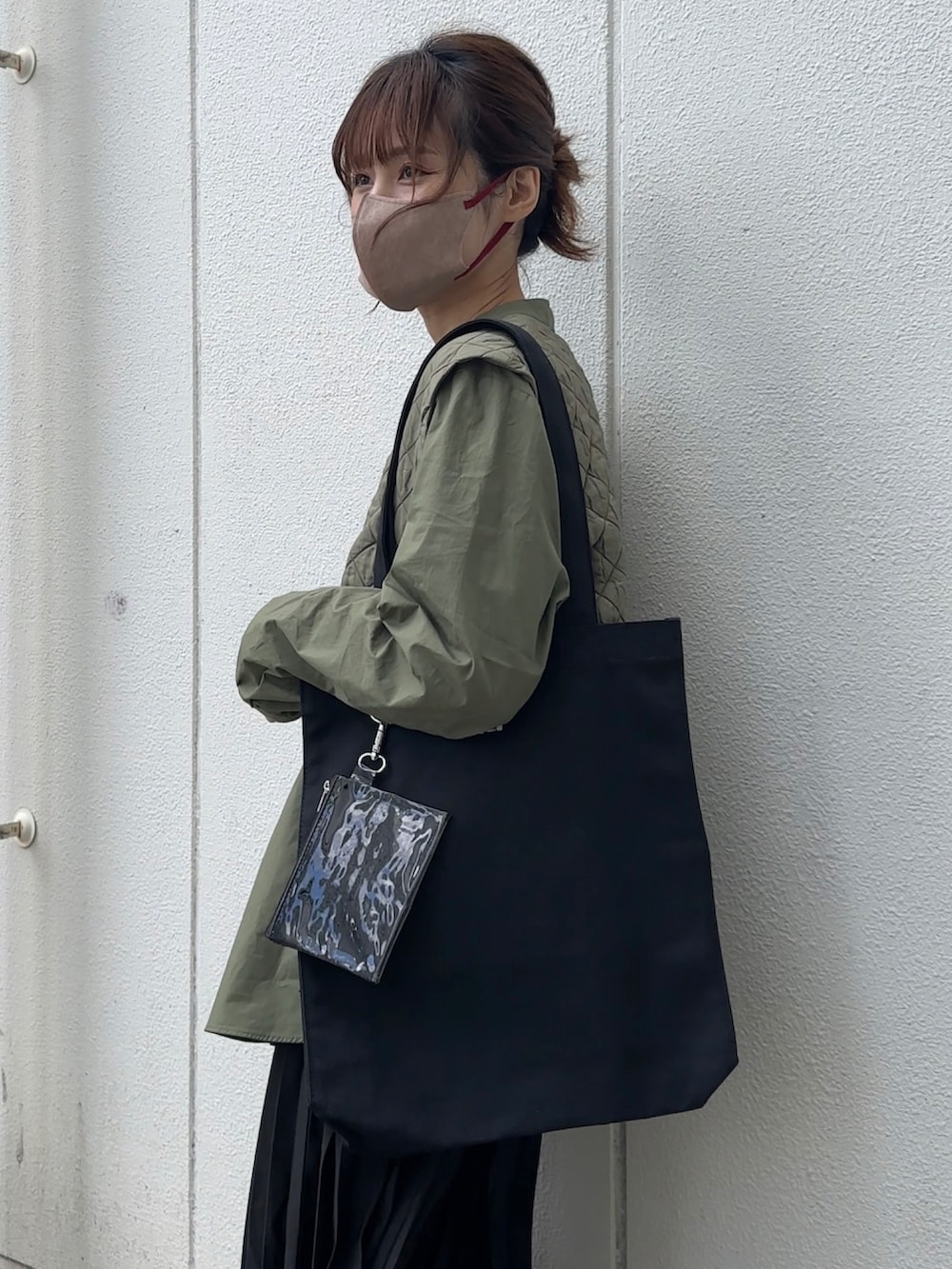 「春服デビュー宣言、トートバッグ、yunco_de、153cmコーデ、低身長女子、低身長コーデ、ZARA、WORKMAN」｜「GYDAのGYDA (ジェイダ) トートバッグ CANVAS GY-B081（トートバッグ、ブラック系）」を使った、yunさん（レディース・153cm）の春コーディネートの4枚目の写真