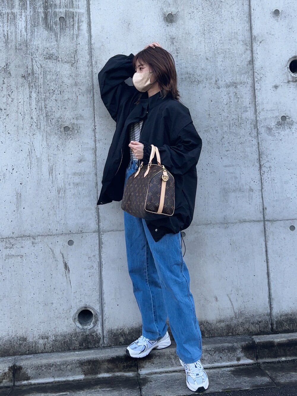 「オトナカジュアル、オトナ女子、ブルゾン、yunco_de、153cm、低身長、プチプラ」｜「tiptopのナイロン袖取り外しブルゾン（ブルゾン、ブラック系）」を使った、yunさん（レディース・153cm）の冬コーディネートの3枚目の写真