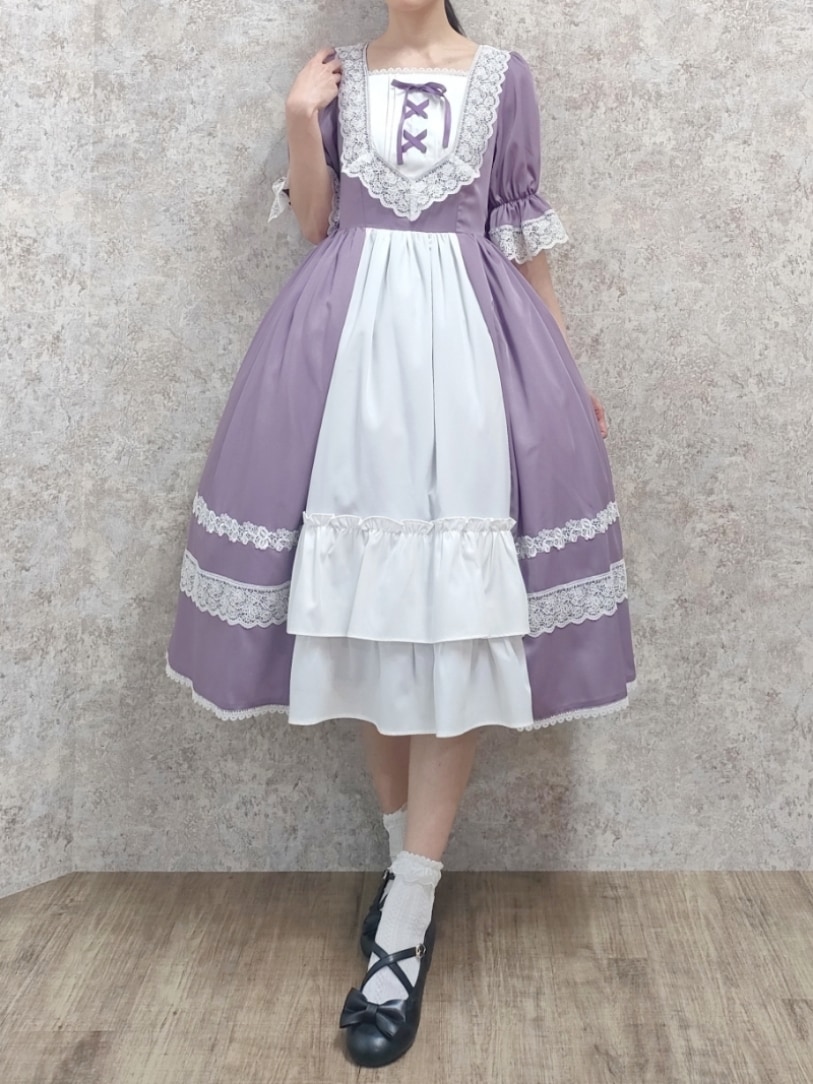 「リボン、Chalmiere、春、ワンピースコーデ、お洒落さんとつながりたい、推し活、パープル、ラプンツェル、テーマパークコーデ、クラシカル、ロリータ、パンプス、高身長女子、パニエ、ワンピース」｜「Chalmiereのシュエットワンピース（ワンピース、パープル系）」を使った、Hanaさん（骨格ナチュラル・レディース・168cm）の春コーディネートの2枚目の写真