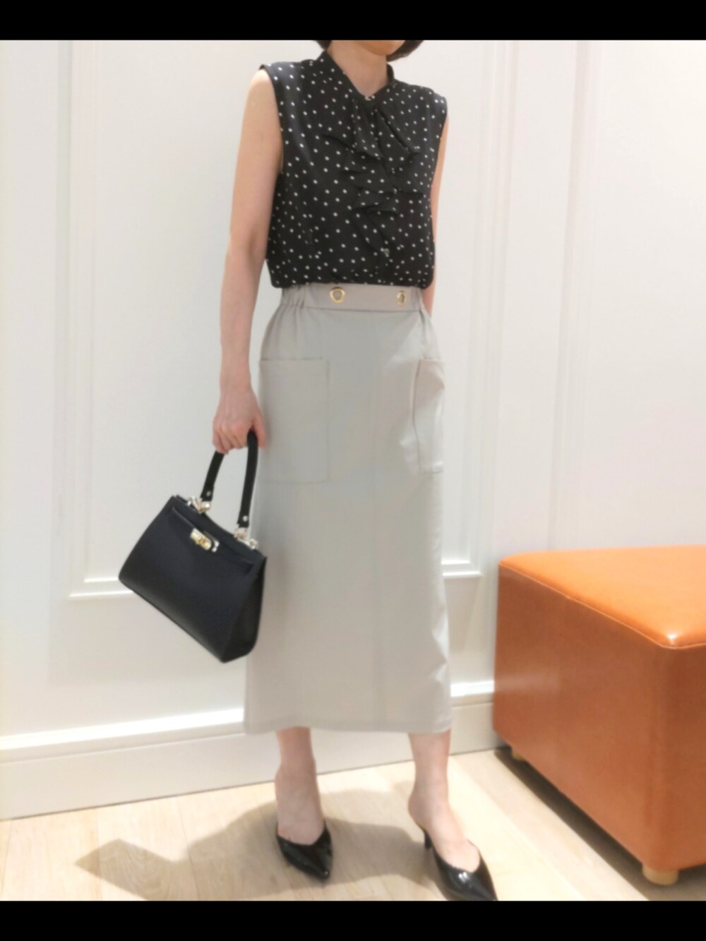 「シンプルスタイル、着回しコーデ、ブラウン」｜「MICO COULIERのサップノーカラージャケット（ノーカラージャケット、イエロー系）」を使った、nol machikoさん（レディース・159cm）の夏コーディネートの9枚目の写真
