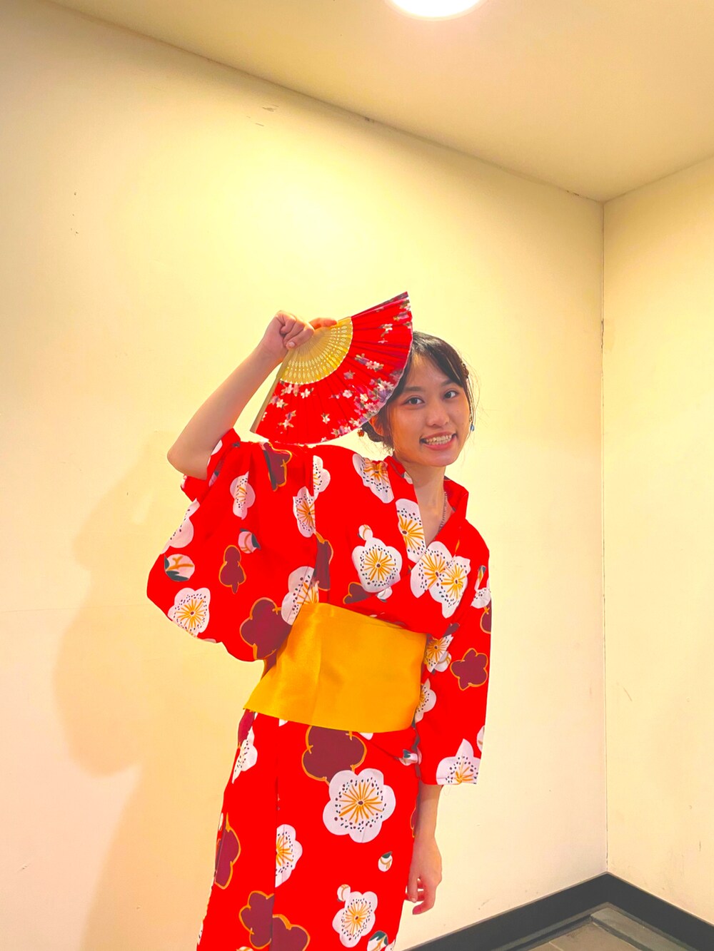 「浴衣、夏コーデ、夏休み、浴衣女子、浴衣コーデ」｜「浴衣のアイテム（ワンピース/ドレス、レッド系）」を使った、161Timber さん（レディース・161cm）の秋コーディネートの3枚目の写真