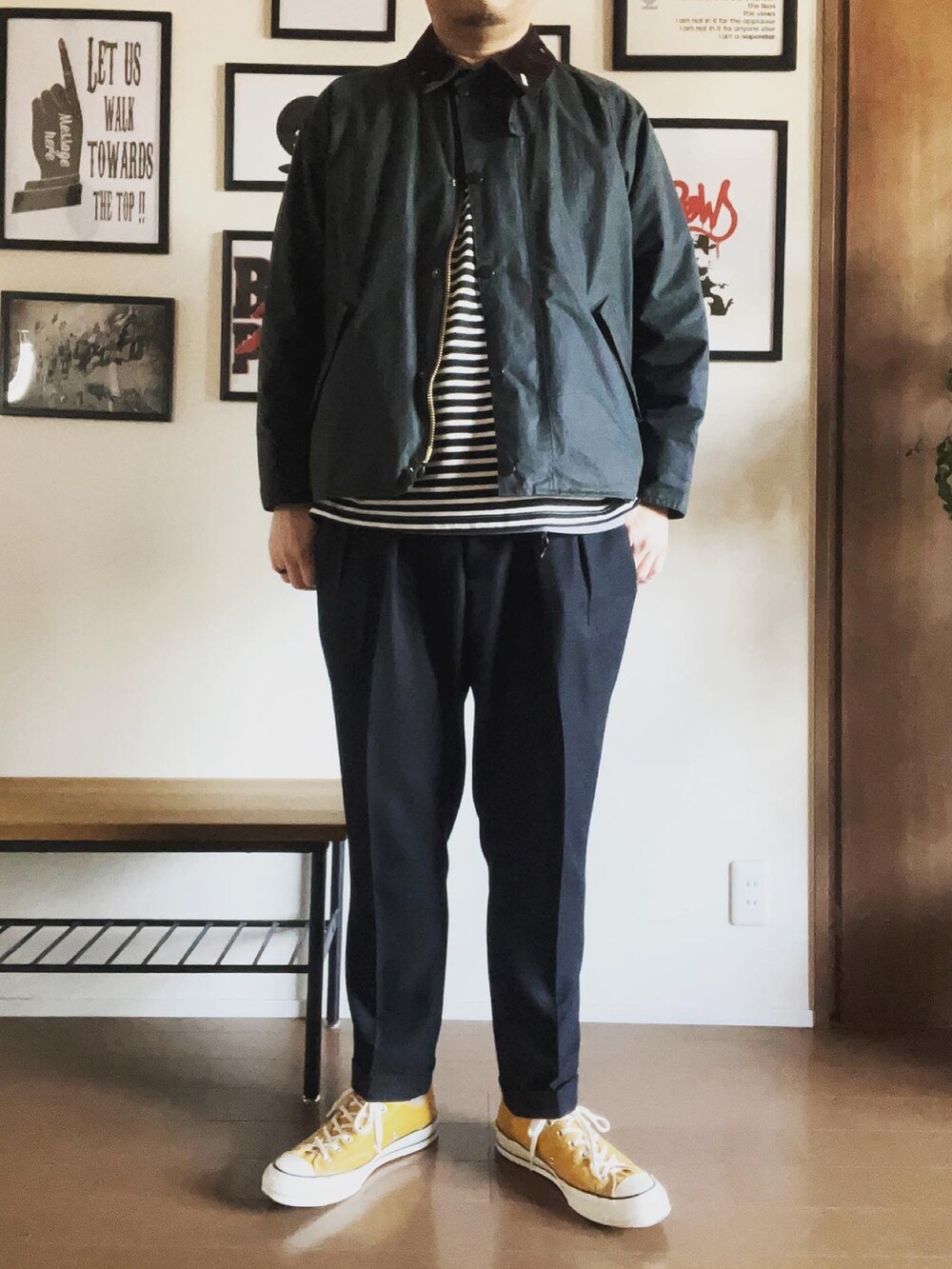 「カジュアルコーデ、大人コーデ、プチプラコーデ、バブアー、barbour、BARBOUR STYLE、barbourtransport」｜「Barbourの＜Barbour(バブアー)＞ TRANSPORT JKT/アウター（その他アウター、グリーン系）」を使った、hs_ngy17さん（メンズ・185cm）の春コーディネートの2枚目の写真