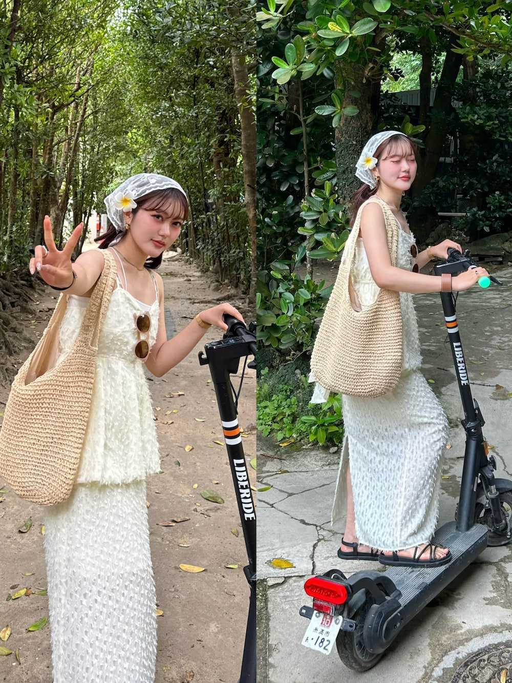 ホワイト系のドレスを着用したレディースの夏コーディネートの5枚目の写真