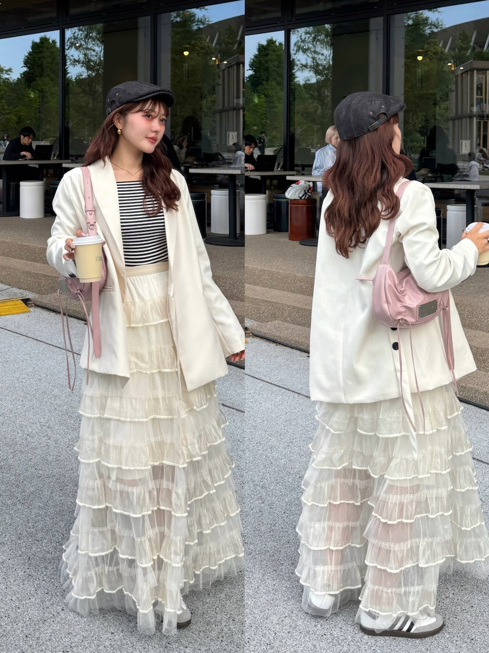 ホワイト系のドレスを着用したレディースの夏コーディネートの2枚目の写真