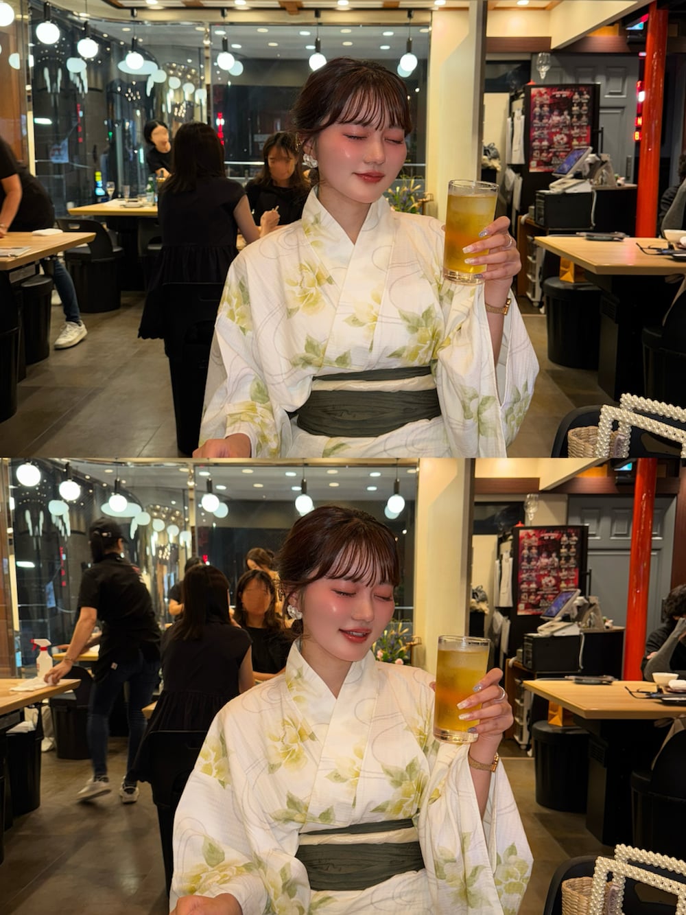 ホワイト系の浴衣を着用したレディースの夏コーディネートの5枚目の写真