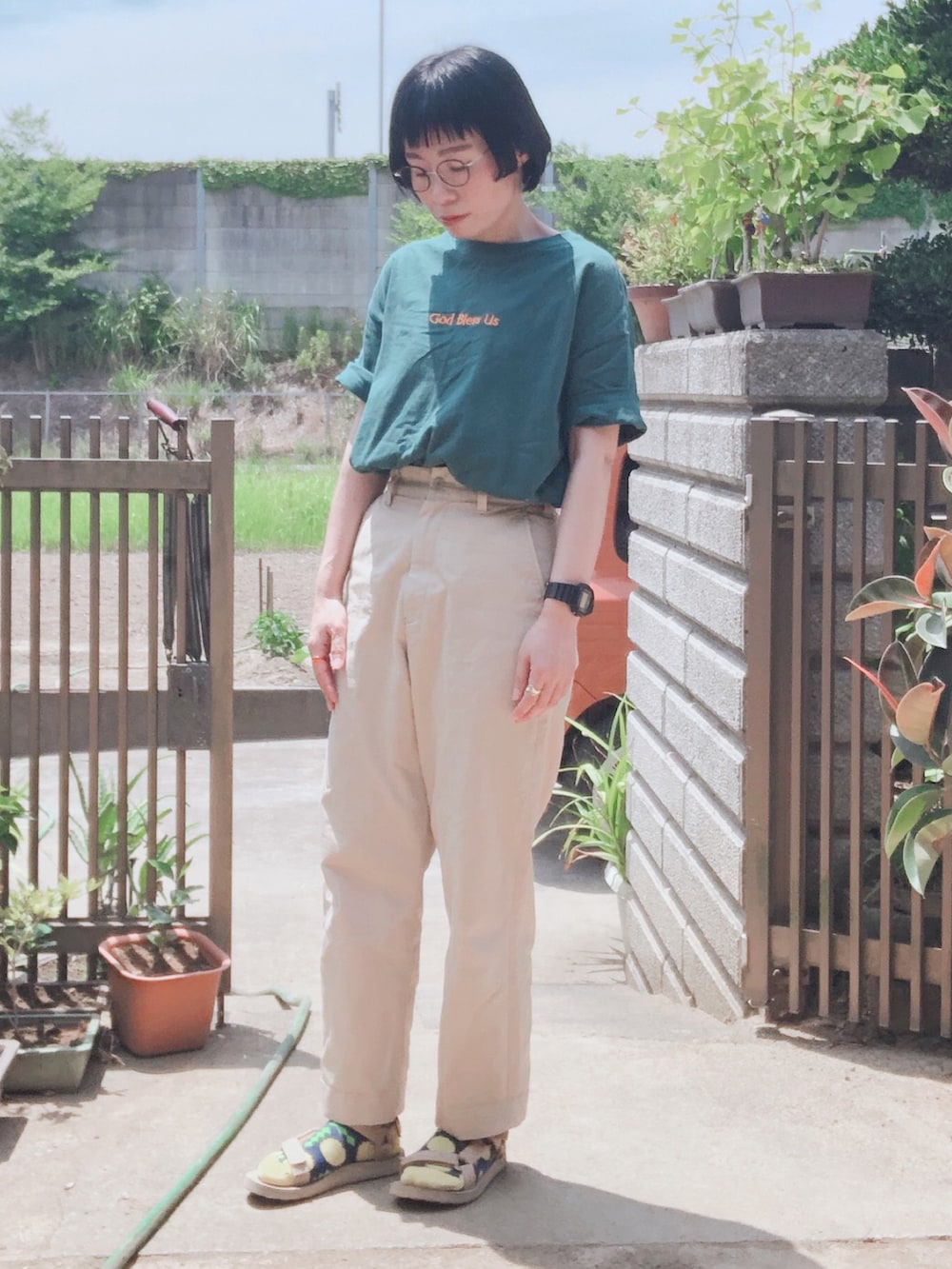 藤井風　　God Bless Us Tシャツ 　　グリーン 藤井風 GOD BLESS US T-SHIRT (グリーン) Tシャツ Sサイズ
