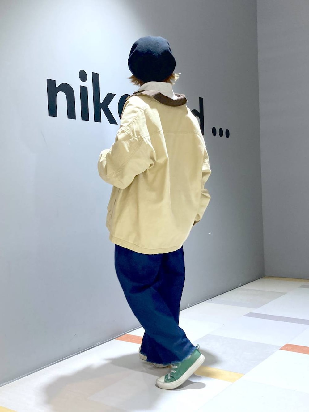 「低身長、体型カバー、ユニセックス」｜「niko and...のオリジナルカラーベレー帽（ハンチング/ベレー帽、ブラック系）」を使った、タゾエさん（レディース・155cm）の冬コーディネートの2枚目の写真