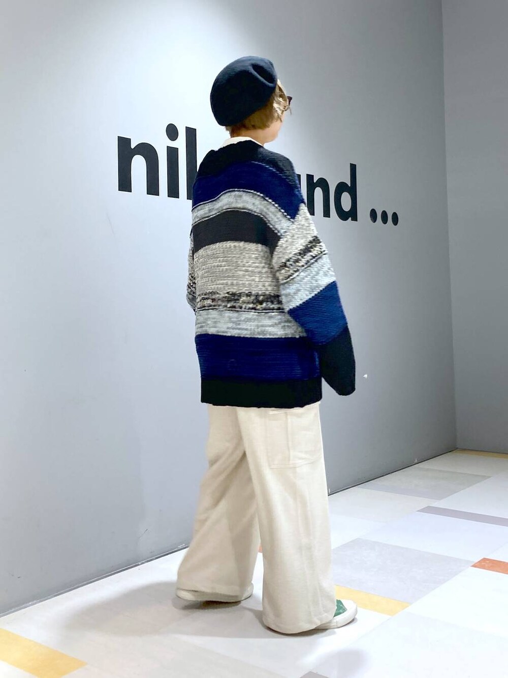 「低身長、体型カバー、ユニセックス」｜「niko and...のオリジナルカラーベレー帽（ハンチング/ベレー帽、ブラック系）」を使った、タゾエさん（レディース・155cm）の冬コーディネートの3枚目の写真
