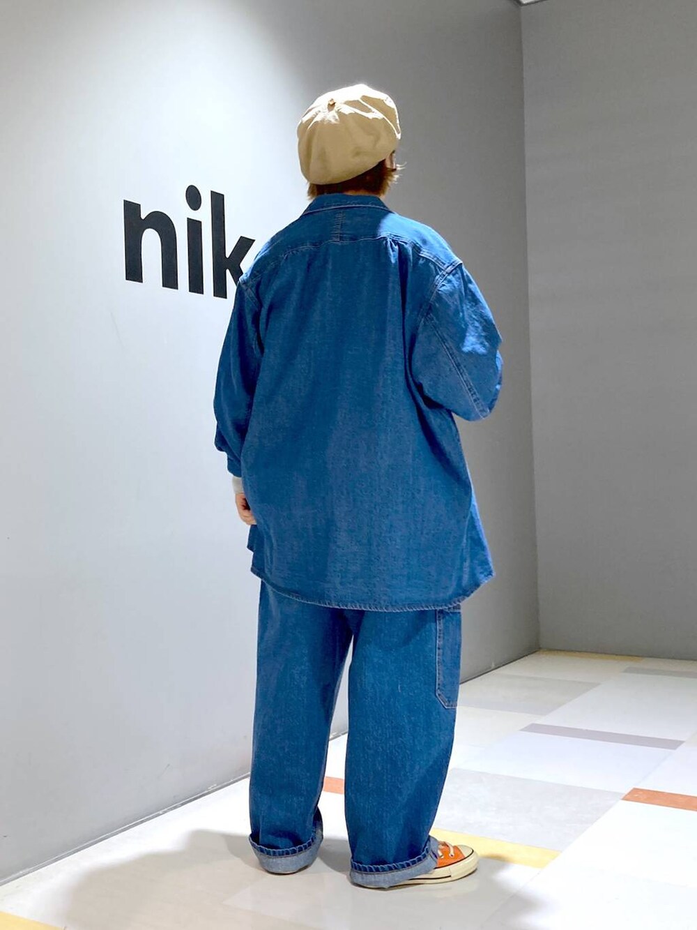 「低身長、ユニセックス、体型カバー」｜「niko and...のミニパイルステッチプルオーバー（Tシャツ/カットソー、ホワイト系）」を使った、タゾエさん（レディース・155cm）の冬コーディネートの5枚目の写真