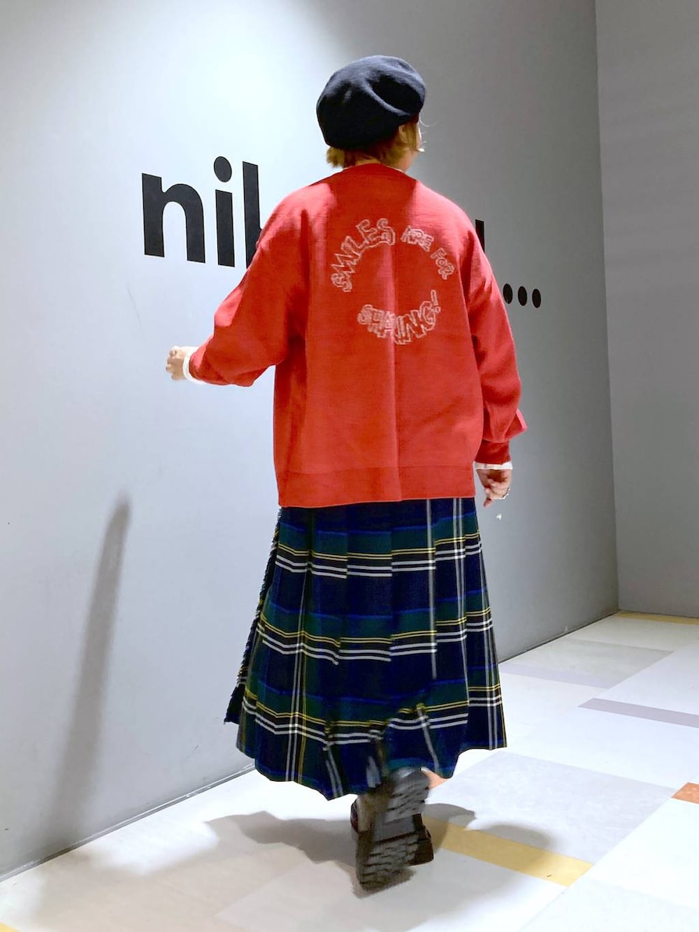 「低身長、体型カバー、ユニセックス」|「niko and...のチェックツイルキルトスカート(スカート、グリーン系)」を使った、タゾエさん(レディース・155cm)の冬コーディネートの3枚目の写真
