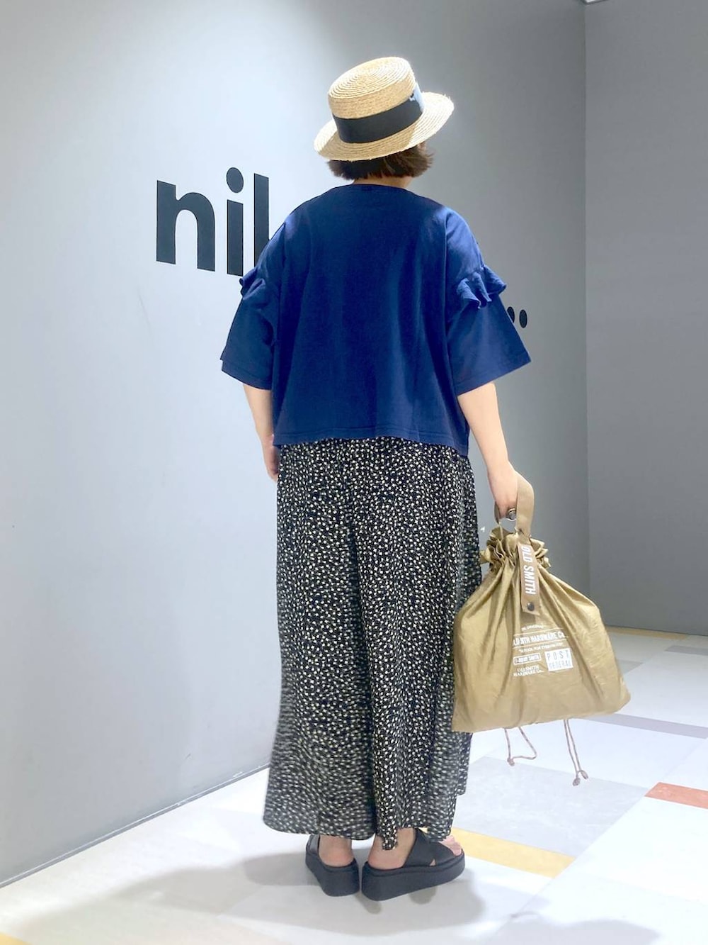 「体型カバー、低身長、ユニセックス」|「niko and...のオリジナル厚底トングサンダル(サンダル、ブラック系)」を使った、タゾエさん(レディース・155cm)の夏コーディネートの2枚目の写真