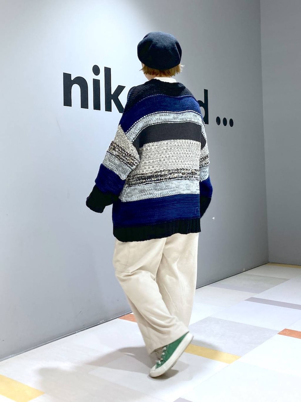 「低身長、体型カバー、ユニセックス」｜「niko and...のオリジナルカラーベレー帽（ハンチング/ベレー帽、ブラック系）」を使った、タゾエさん（レディース・155cm）の冬コーディネートの2枚目の写真