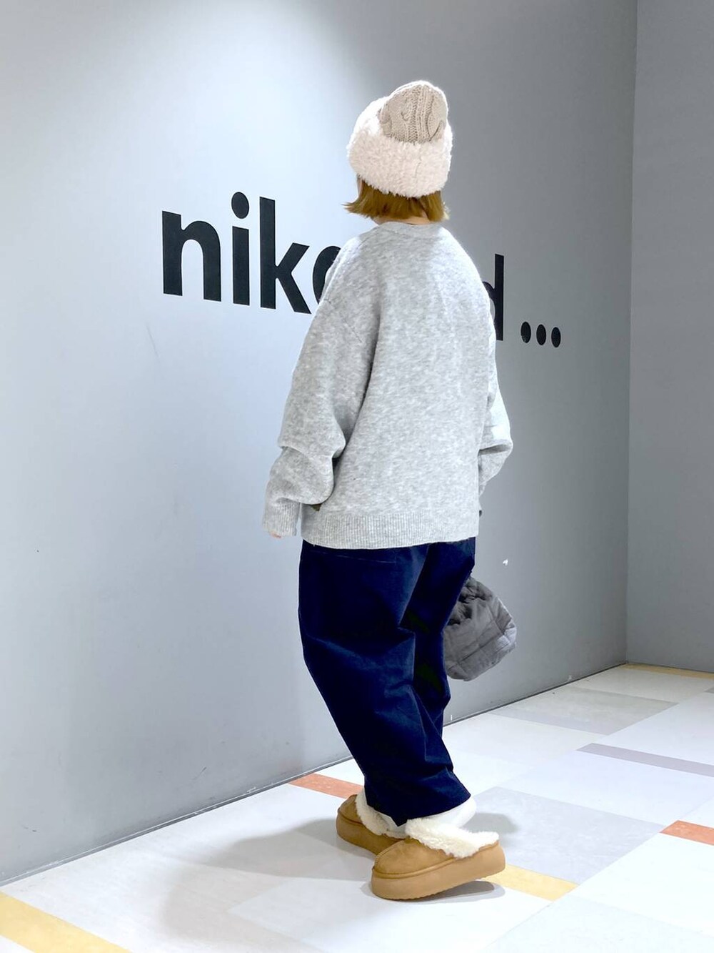 「ユニセックス、低身長、体型カバー」｜「niko and...の[MODE NORM CORE]起毛ポケットバルーンパンツ（その他パンツ、ブルー系）」を使った、タゾエさん（レディース・155cm）の秋コーディネートの2枚目の写真