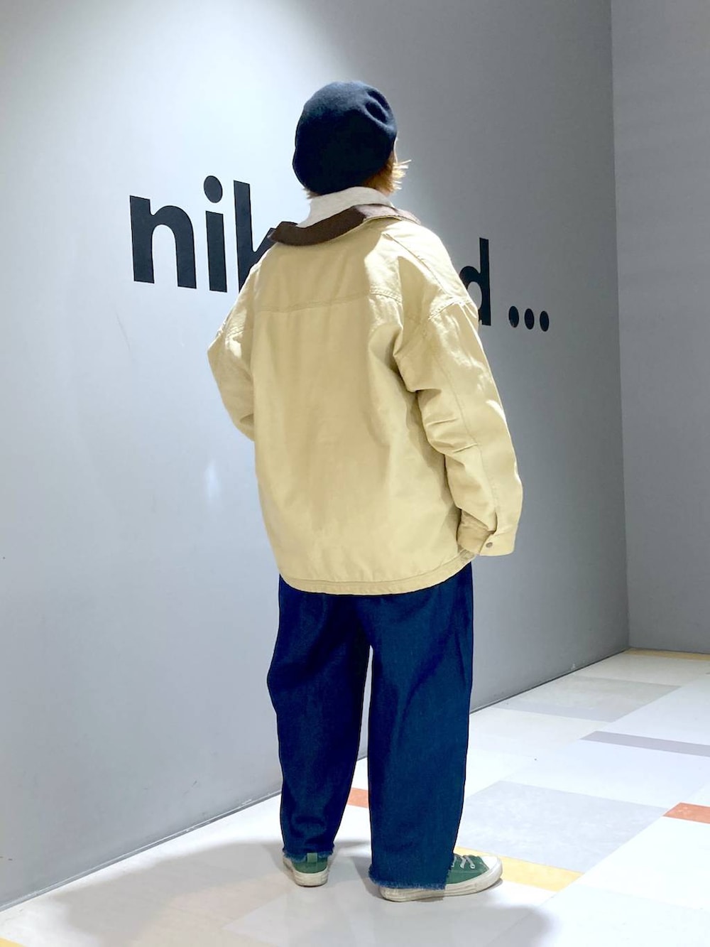 「低身長、体型カバー、ユニセックス」｜「niko and...のオリジナルカラーベレー帽（ハンチング/ベレー帽、ブラック系）」を使った、タゾエさん（レディース・155cm）の冬コーディネートの3枚目の写真