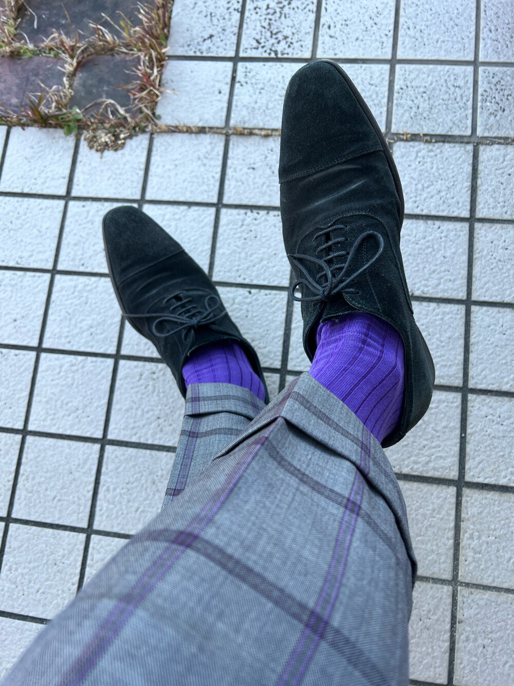 「オーダーサロンタナカのアイテム（ビジネスシャツ、ブルー系）」を使った、michi-michiさん（メンズ・165cm）の冬コーディネートの3枚目の写真