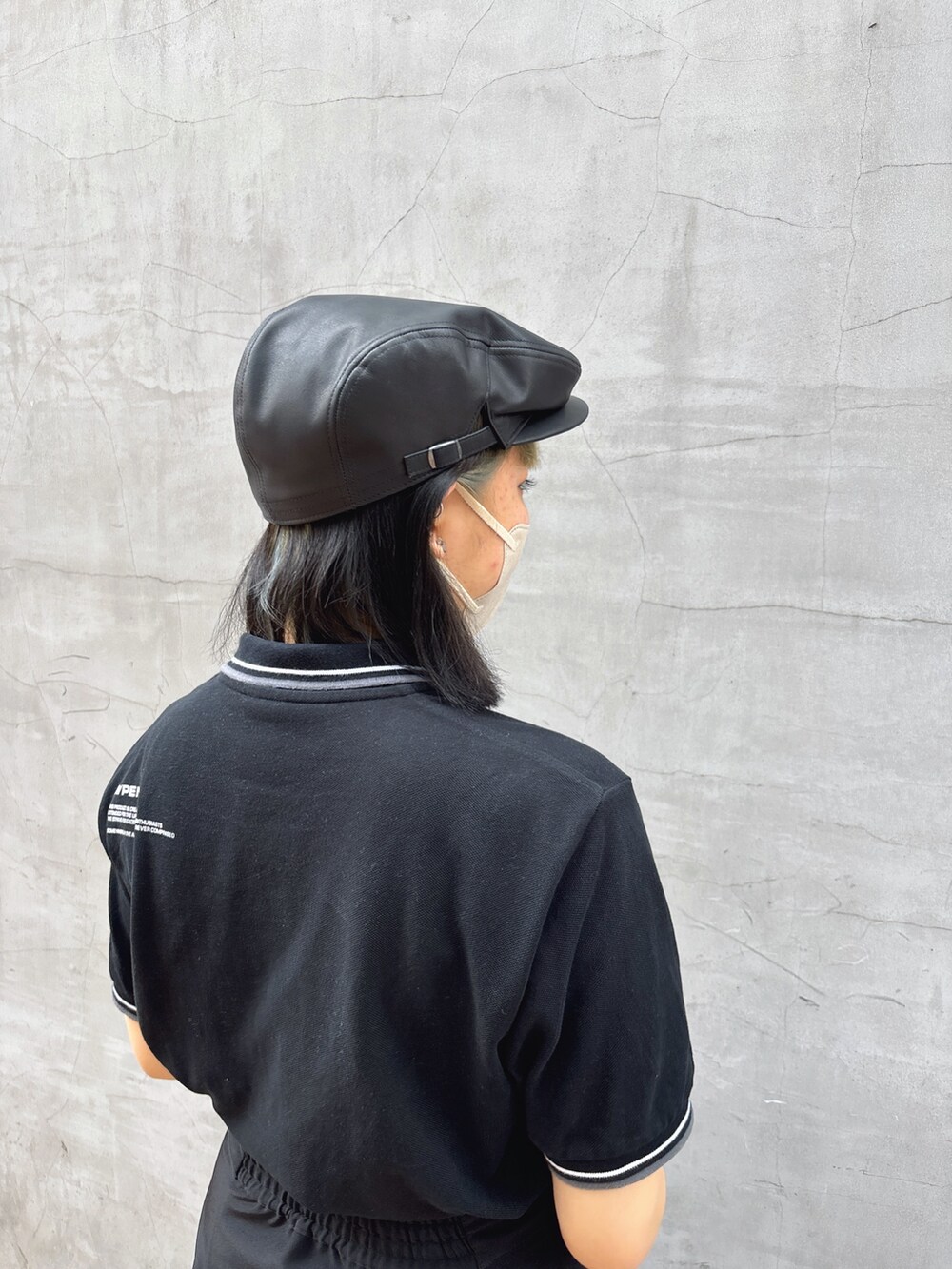 「ハンチング、ポロシャツ、ロングスカート、override 、arth、スポーツミックス、モノトーン、厚底シューズ、秋服準備はじめました、レディースファッション」｜「SLYのASYMMETRY HEM GATHER SK アシンメトリー ヘム ギャザー スカート（スカート、ブラック系）」を使った、ももさん（レディース・162cm）の夏コーディネートの4枚目の写真