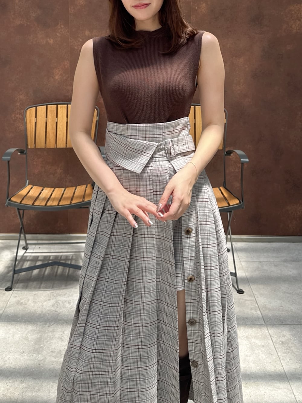 「レイヤード、レイヤードスタイル、レイヤードコーデ、レイヤード風、スカート、スカートスタイル、スカートコーデ、スカートパンツ、パンツスカート」｜「dazzlinのパンツレイヤードプリーツスカート（スカート、その他）」を使った、mikiさん（レディース・153cm）の夏コーディネートの7枚目の写真