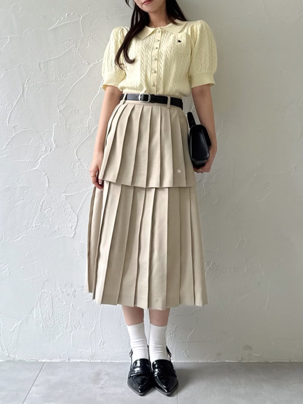 mikiさんの「【POLOBCSコラボ】レイヤードプリーツミディスカート（POLO BCS）」を使ったコーディネートの8枚目の写真