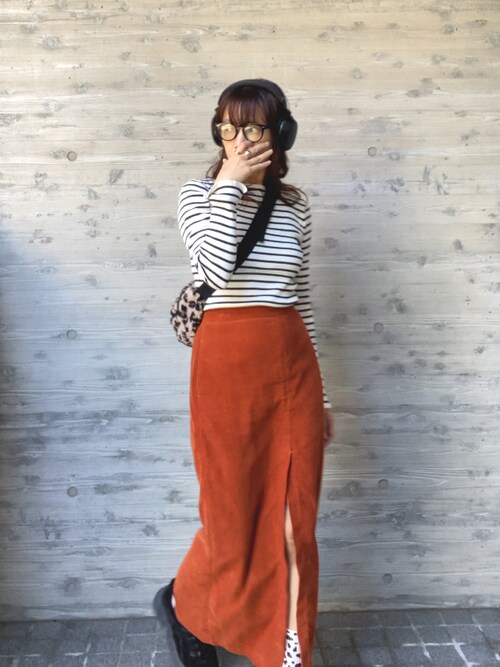 AURALEE / オーラリー：WASHED CORDUROY SLIT LONG SKIRT -BRICK RED