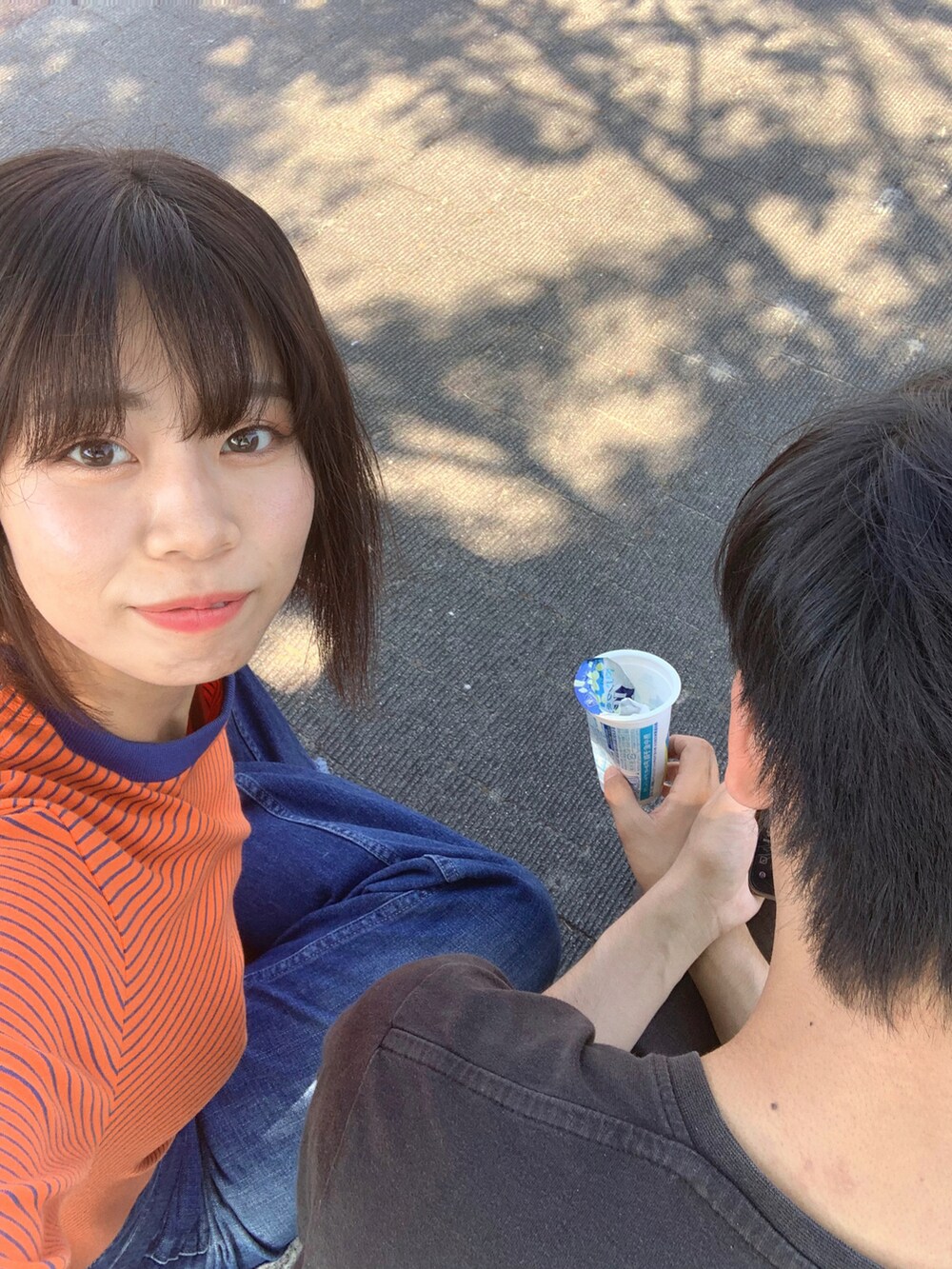 「このスタイルがお気に入り、休日コーデ、お洒落さんとつながりたい、オトナカジュアル、カラーコーデ、低身長コーデ、大人カジュアル、メンズライク、adidas、campus 80's」｜「ChillfarのTee付きボーダーキャミワンピ（ワンピース、オレンジ系）」を使った、ミカンさん（レディース・157cm）の夏コーディネートの2枚目の写真