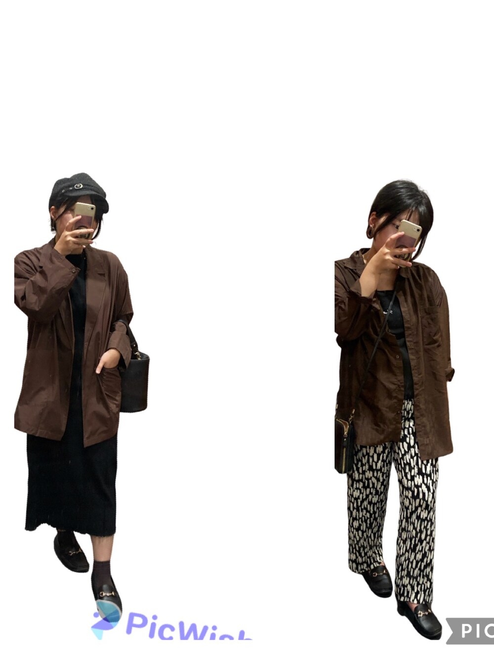 ブラック系のスカート、ブラック系のハットを着用したレディースの冬コーディネートの2枚目の写真