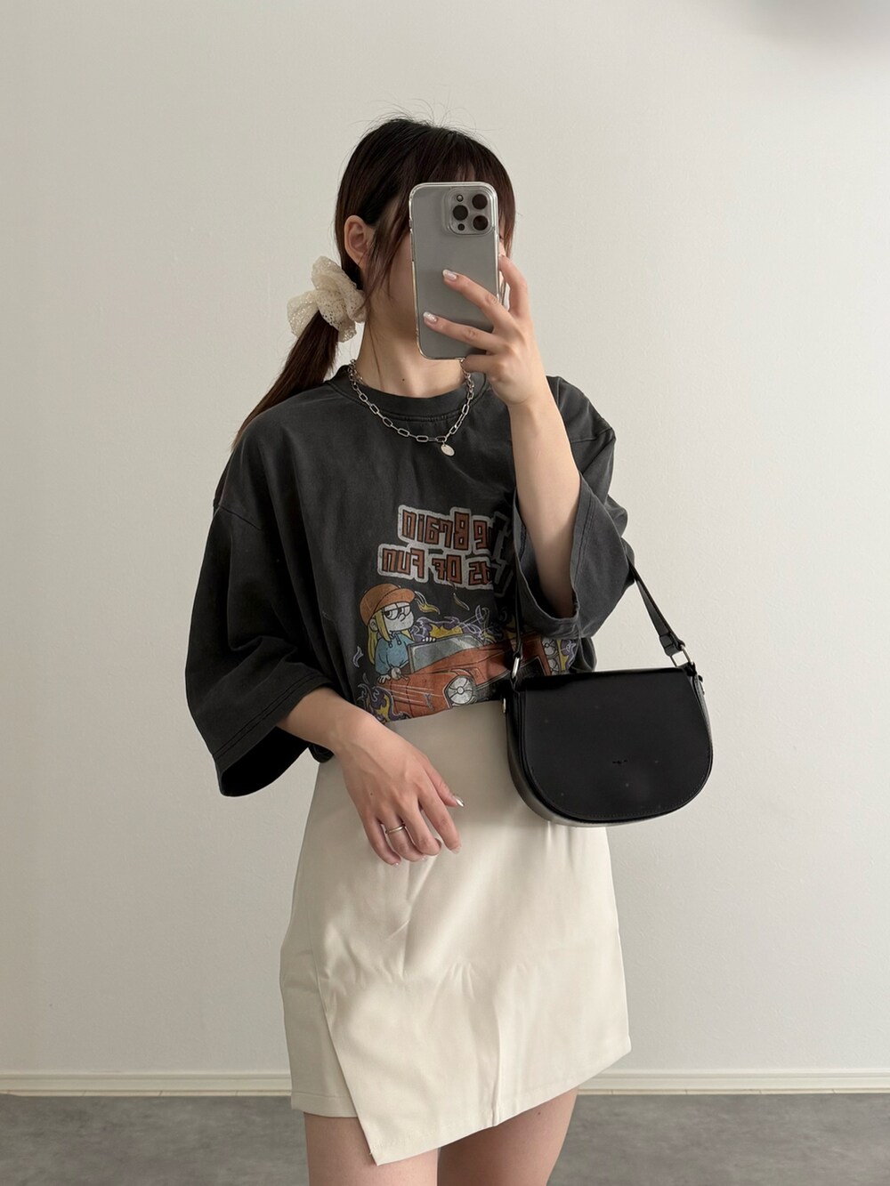 「PR」|「Starting OverのPigment hard wash T-shirt/ピグメント ハードウォッシュ 半袖 Tシャツ(Tシャツ/カットソー、ブラック系)」を使った、ぬこさん(レディース・153cm)の春コーディネートの2枚目の写真