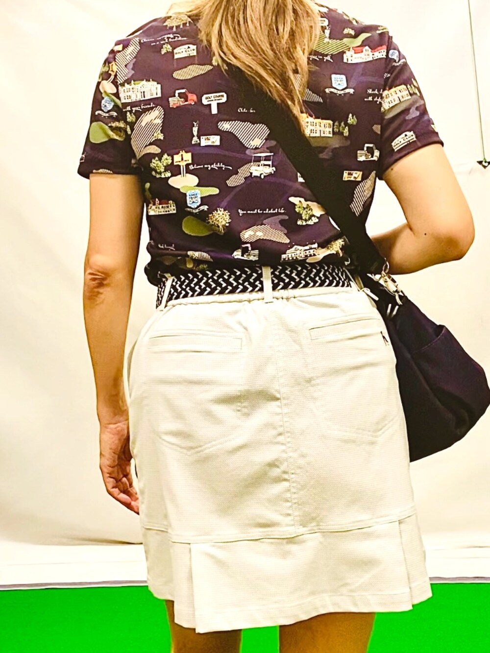 「スポーツミックス、夏コーデ、アウトドアスタイル、ゴルフウェア、休日スタイル、ハットコーデ、ショルダーバッグ、秋服準備はじめました、ポロシャツ、柄シャツ、ウエストゴム、ネイビー×ホワイト、アツいコーデ全部見せ、UVカット、秋色」|「adabatの【クール素材】ハット(ハット、ベージュ系)」を使った、lennie12さん(骨格ウェーブ・レディース・162cm)の夏コーディネートの5枚目の写真