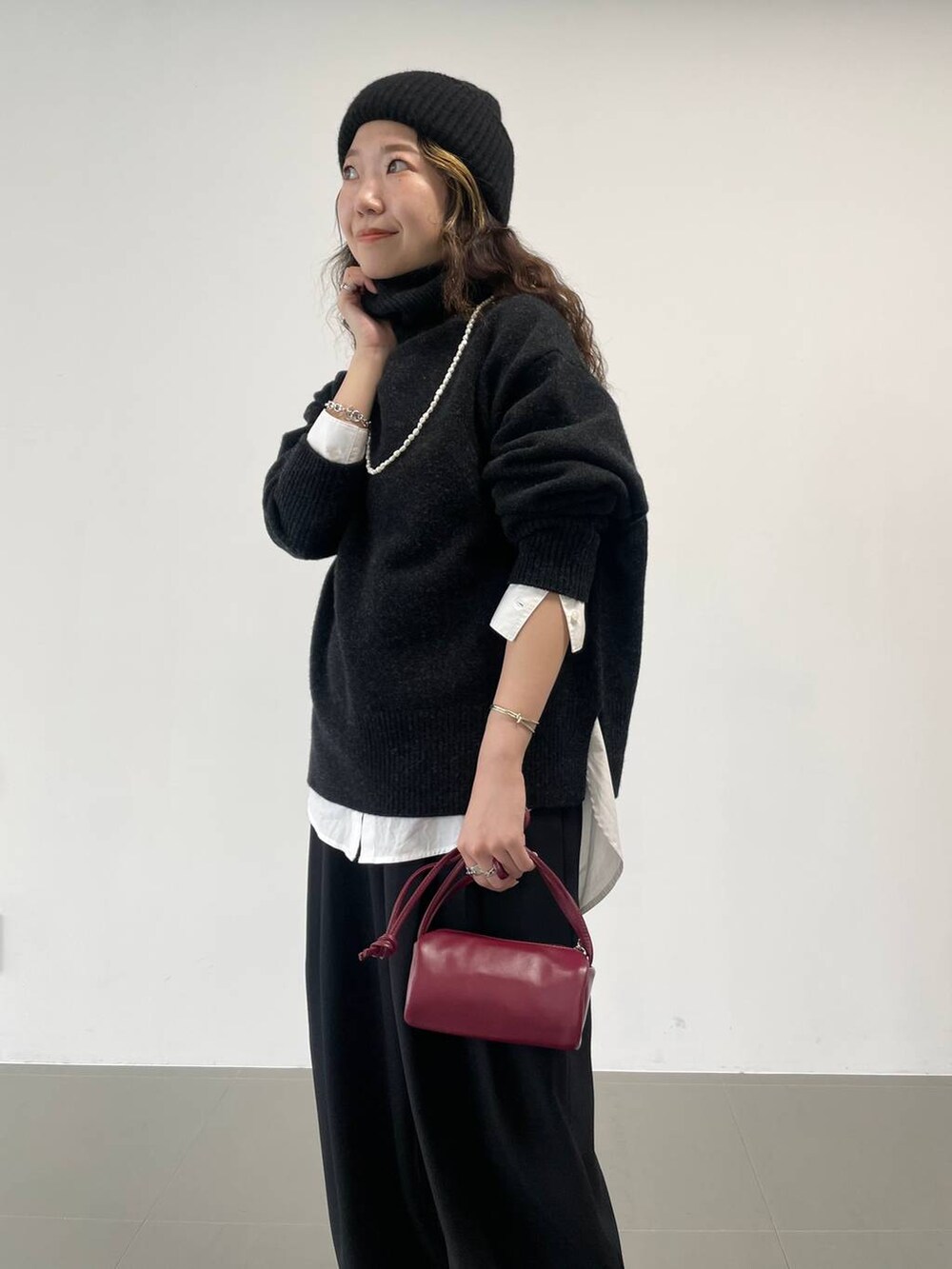 「ベーシック/シンプル、着痩せ・細見え、女子ウケ」｜「BABYLONEのウールカシミヤタートルネックプルオーバー（ニット/セーター、グレー系）」を使った、pocustagramさん（レディース・162cm）の秋コーディネートの4枚目の写真