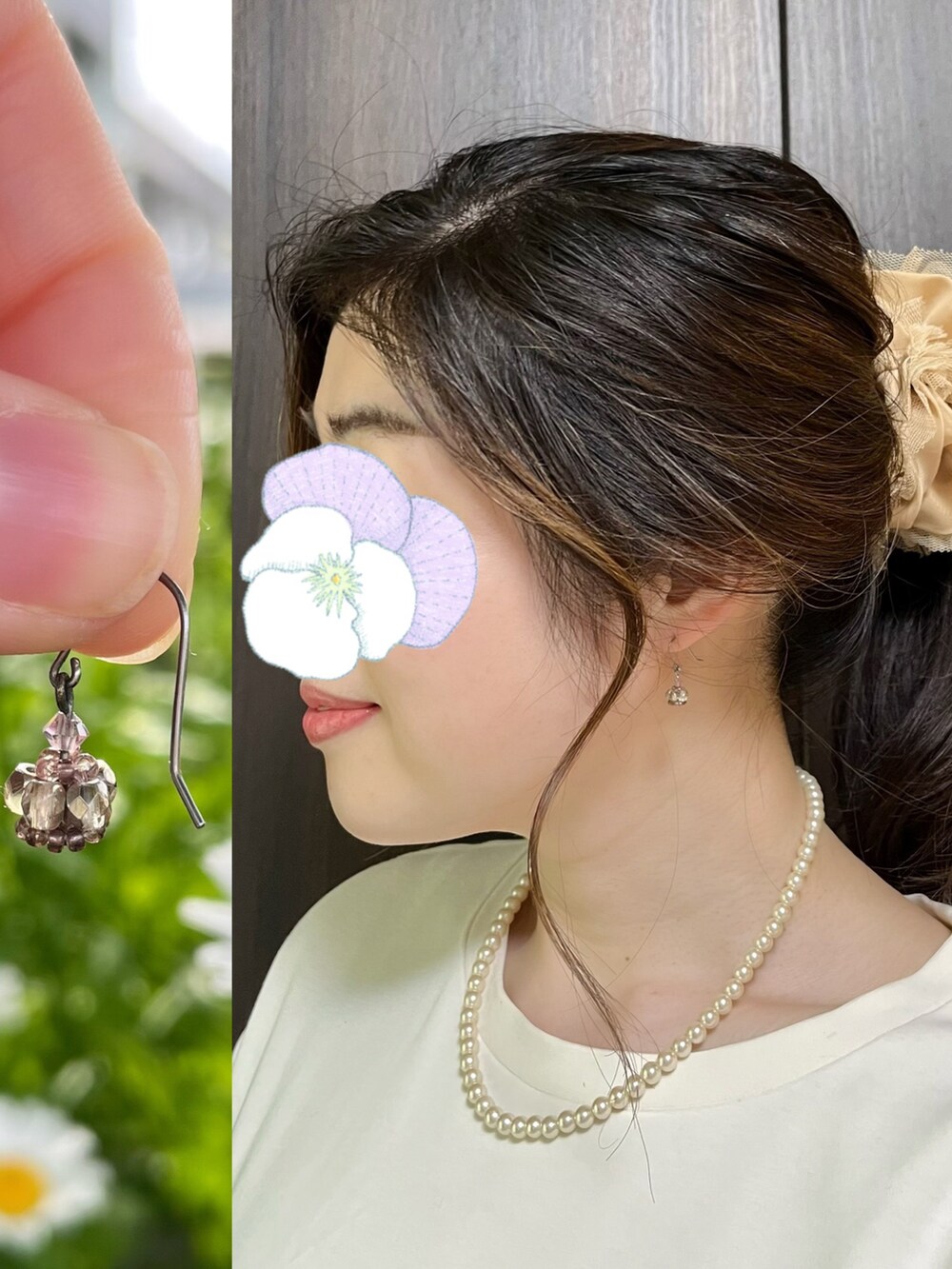 ホワイト系のTシャツ/カットソー、グリーン系のスカート、シルバー系のバッグを着用したレディースの春コーディネートの2枚目の写真